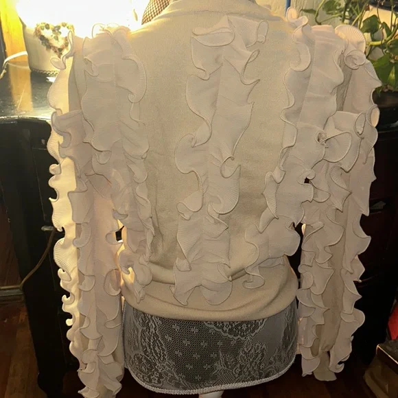 COPY - Ciline Ruffle-Trim Button-Down Cardigan - Picture 4 of 6